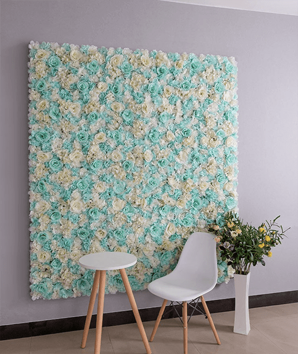 Mur de Fleurs   Blanc et Vert Opaline