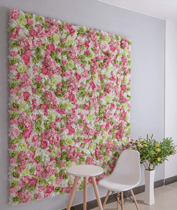 Mur de Fleurs   Vert Rose Blanc