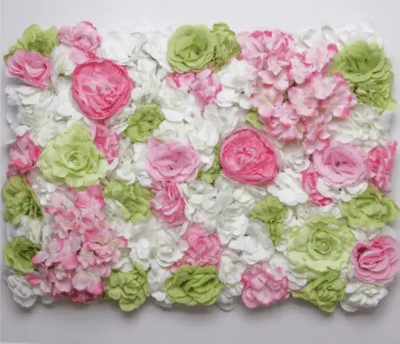 Mur de Fleurs   Vert Rose Blanc