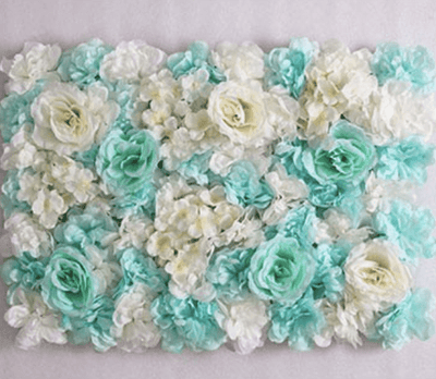 Mur de Fleurs Blanc et Vert Opaline