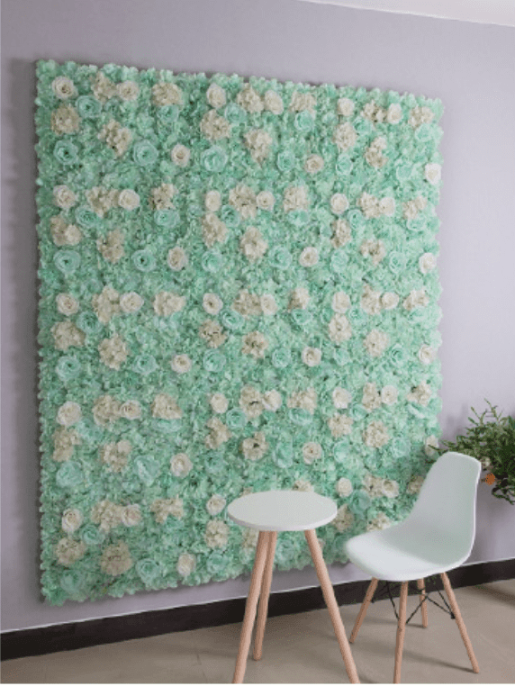 Mur de Fleurs Vert d'eau
