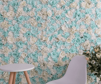 Mur de Fleurs Blanc et Vert Opaline