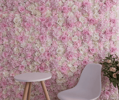 Mur de Fleurs Rose Dragée