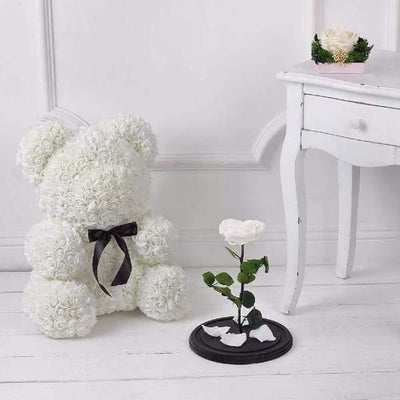 ours en rose blanche cadeau femme