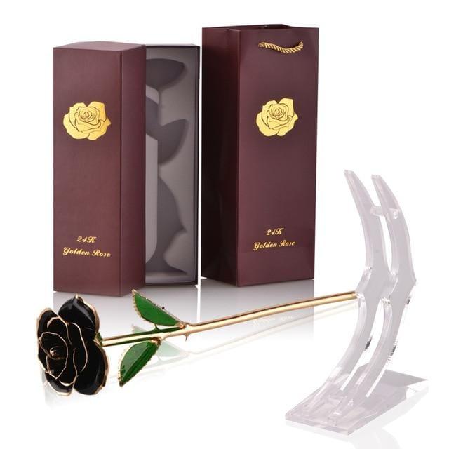 rose eternelle noire plaque or